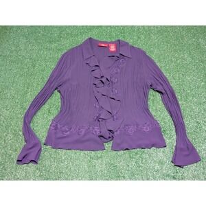 Oscar de la Renta Fairy Ruffle Sleeve Purple Top‎ Top Size 14